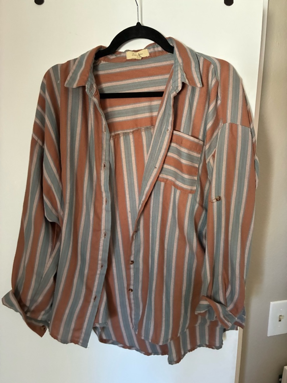 Striped Button-Front women’s Shirt in Brown and Team